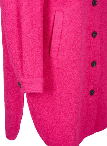 Langer Shirt-Jacke im Bouclé-Look, Fuchsia Red, Packshot image number 3