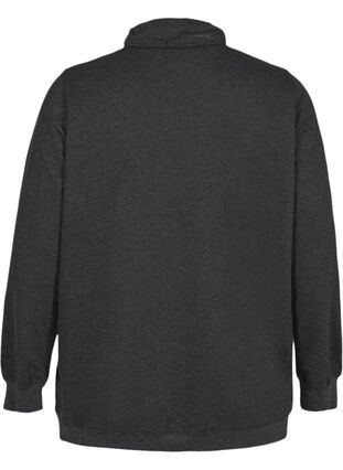Sweatshirt mit Kordelzug am Hals, Black Mel., Packshot image number 1
