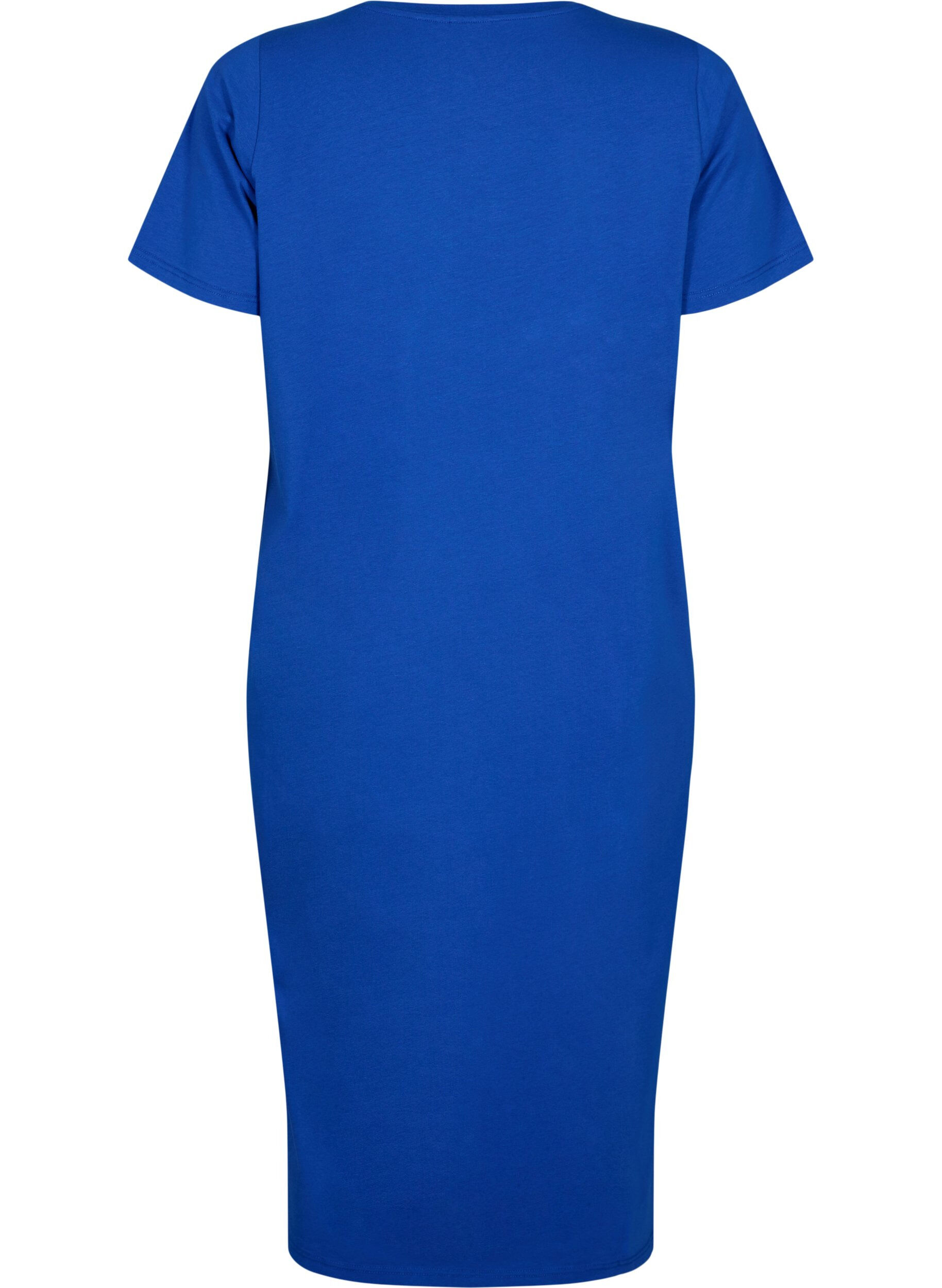 Zizzi Kurz&auml;rmeliges Baumwollkleid mit Schlitz, Surf the web, Packshot image number 1