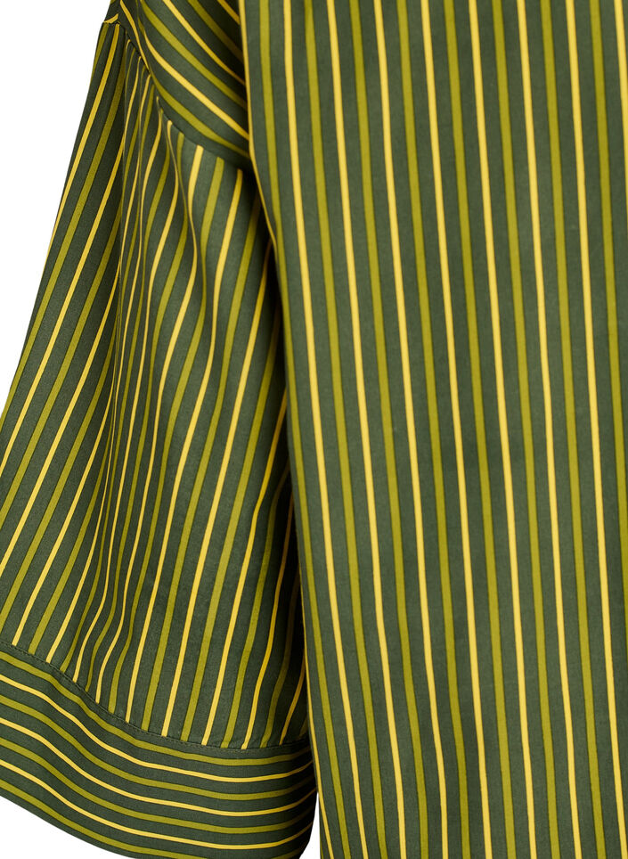 Lockere gestreifte Bluse mit 3/4-&Auml;rmeln, Gr&uuml;n, Packshot image number 3