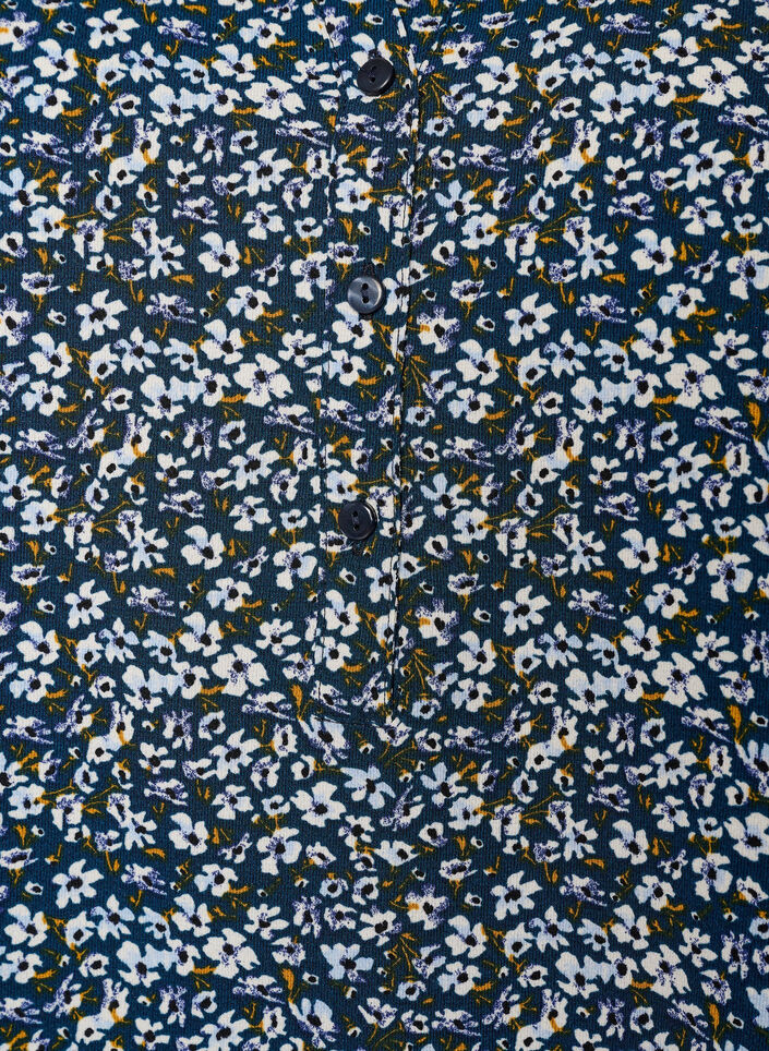 Bluse mit kurzen &Auml;rmeln und V-Ausschnitt, Blau, Packshot image number 2