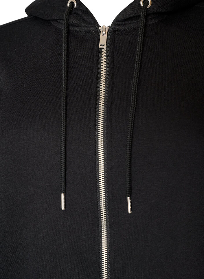 Langer Hoodie mit Rei&szlig;verschluss und Taschen, Schwarz, Packshot image number 2