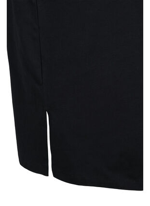 Kurzärmeliges Baumwollkleid mit Schlitz, Black, Packshot image number 3