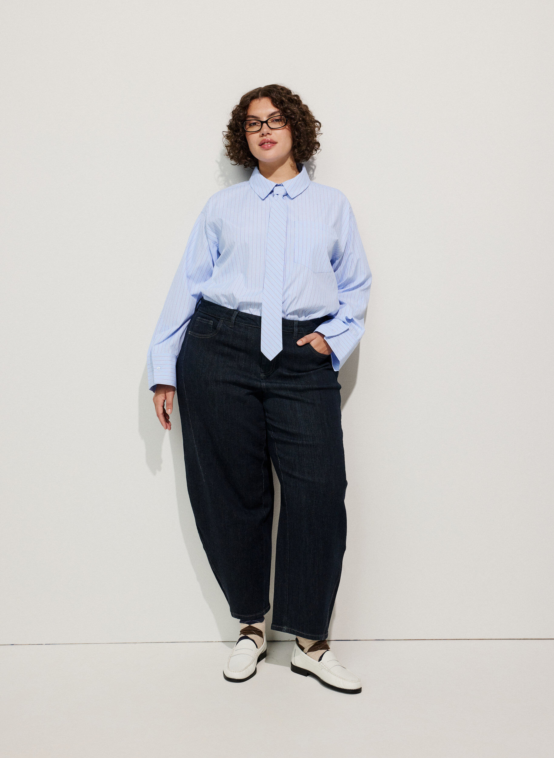 Barrel-Jeans mit hoher Taille