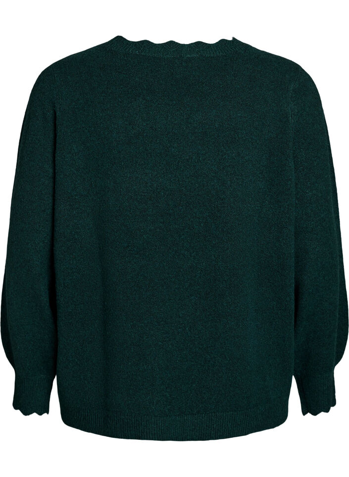 Strickbluse mit Wellenkante, Gr&uuml;n, Packshot image number 1