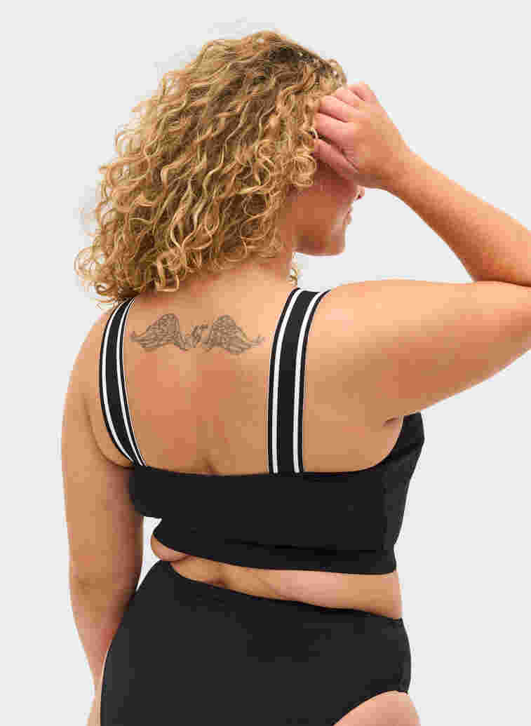 Bikinioberteil mit gestreiften Schulterträgern, Black, Model image number 1