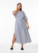 Kn&ouml;chellanges Hemdblusenkleid mit Bindeg&uuml;rtel und Streifen, Blau, Model image number 0
