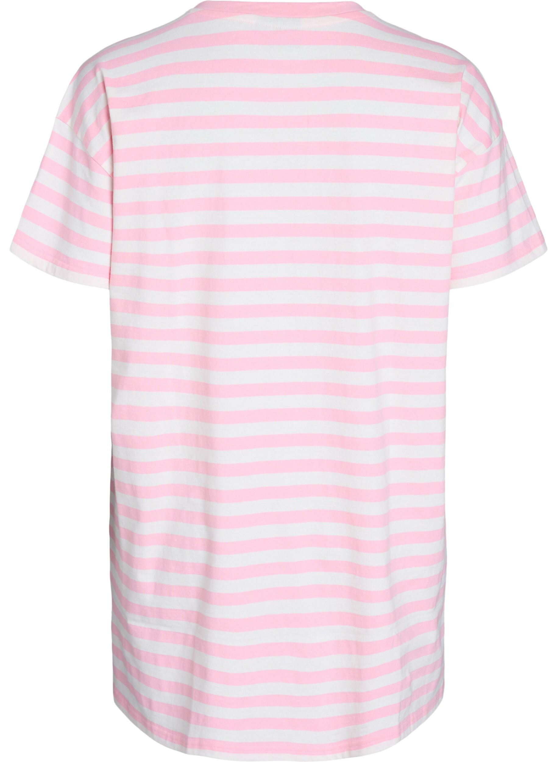 Zizzi Langes Nachtshirt aus Bio-Baumwolle mit Streifen, Pink, Packshot image number 1