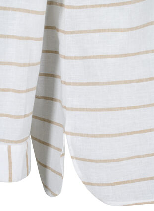 Hemdbluse mit Knopfverschluss aus Baumwoll-Leinen-Gemisch, White Taupe Stripe, Packshot image number 3