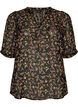 Gebl&uuml;mte Bluse mit V-Ausschnitt, Schwarz, Packshot image number 0