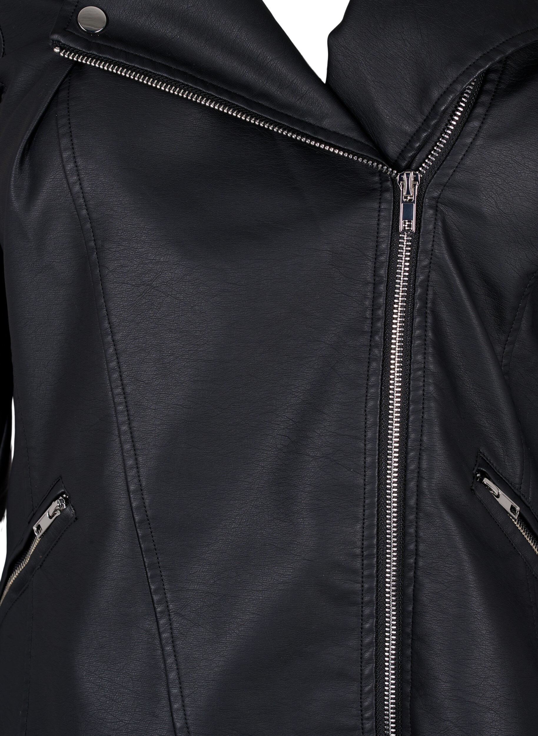 Zizzi Bikerjacke aus Kunstleder, Schwarz, Packshot image number 2