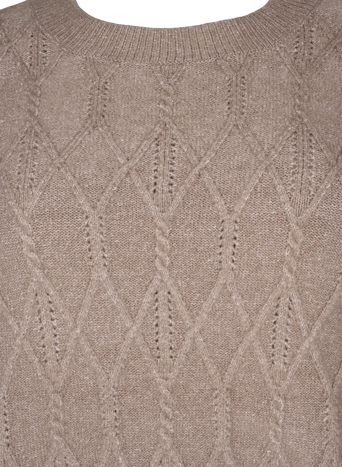 Gestrickter Pullover mit Muster und Perlen, Desert Taupe Mel., Packshot image number 2