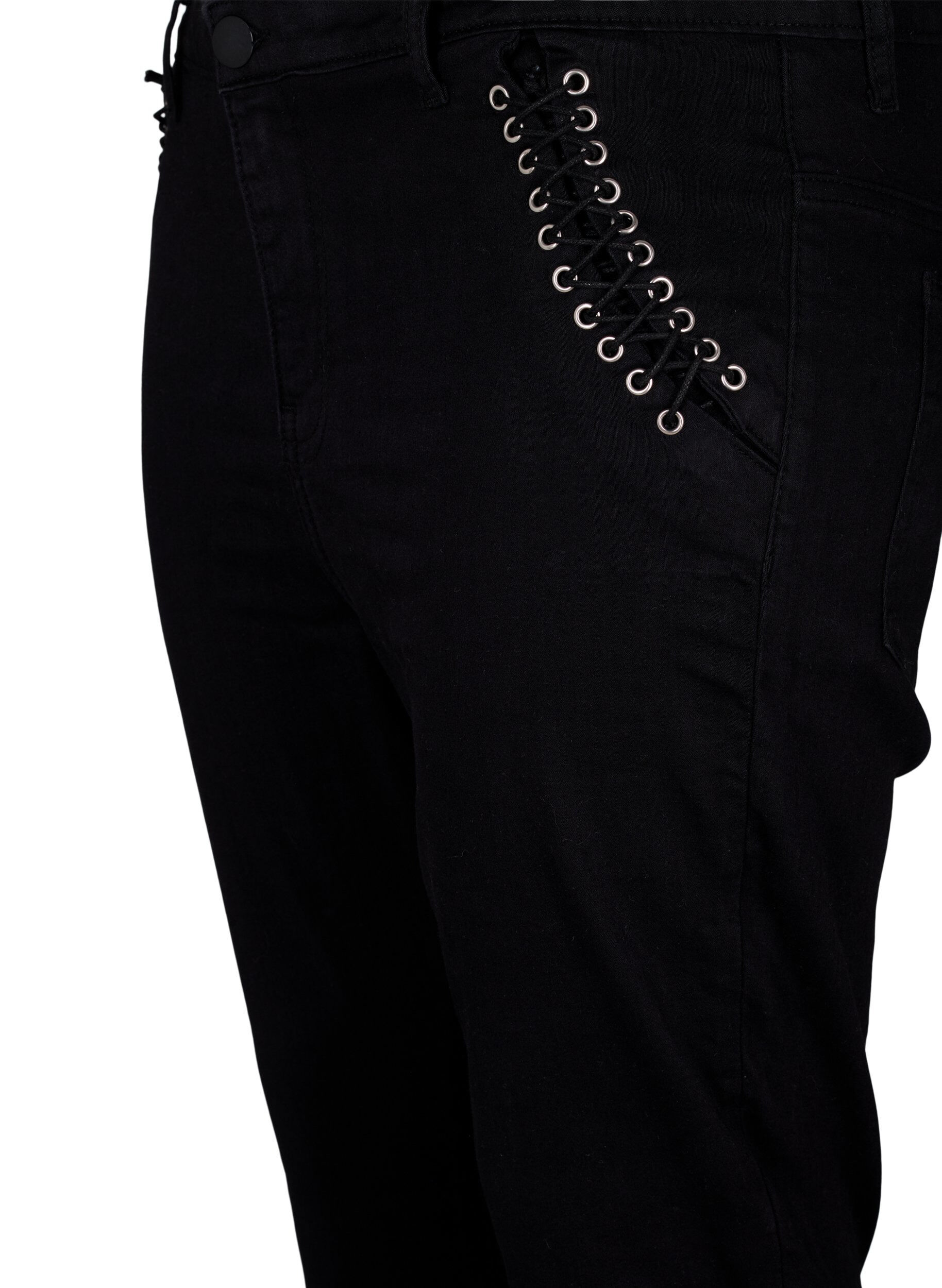 Zizzi  Amy Jeans Super Slim mit Schn&uuml;rdetail, Black, Packshot image number 2