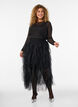 Transparente Bluse aus Mesh mit Strasssteinen, Schwarz, Model image number 1