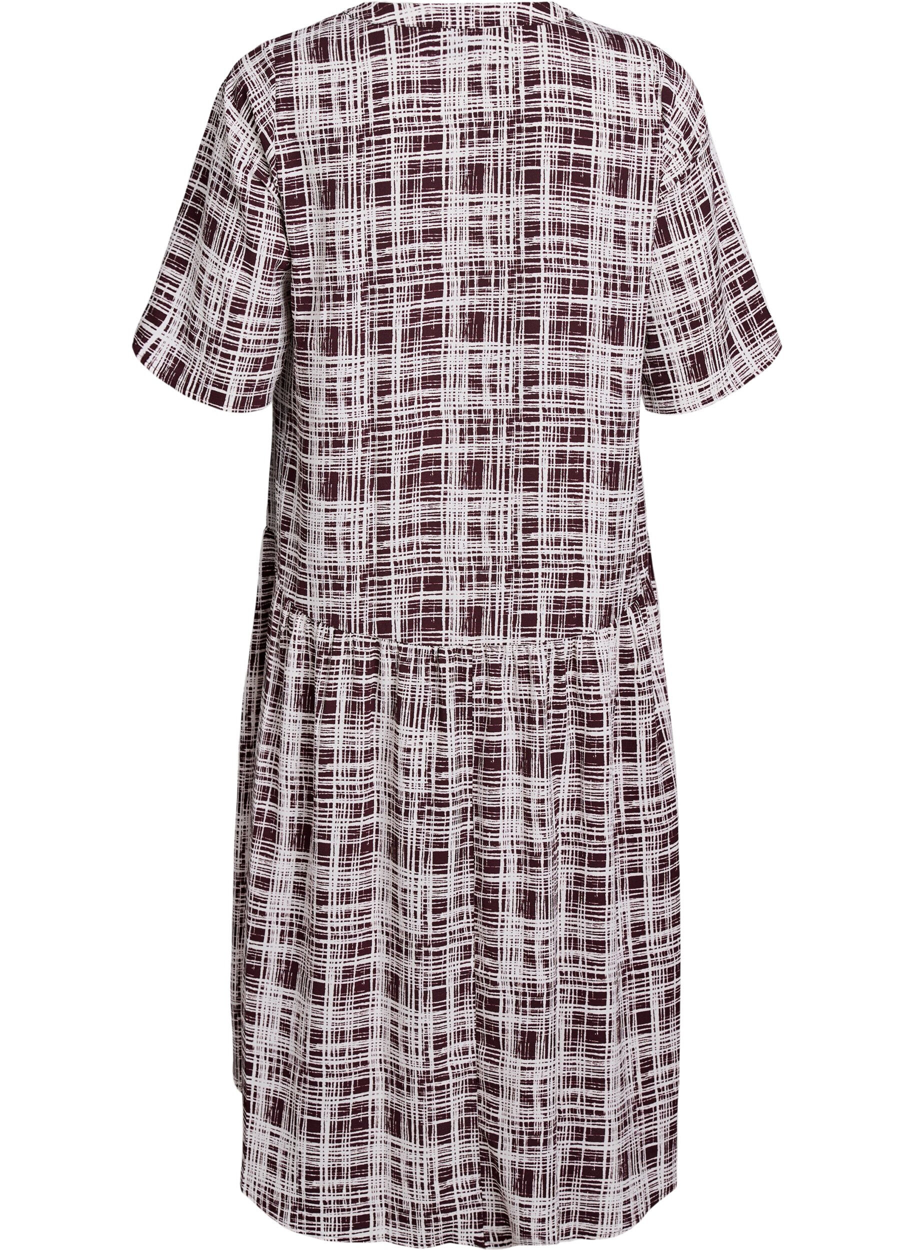 Zizzi A-Linien-Midi-Kleid mit kurzen &Auml;rmeln, Dunkles Bordeaux, Packshot image number 1