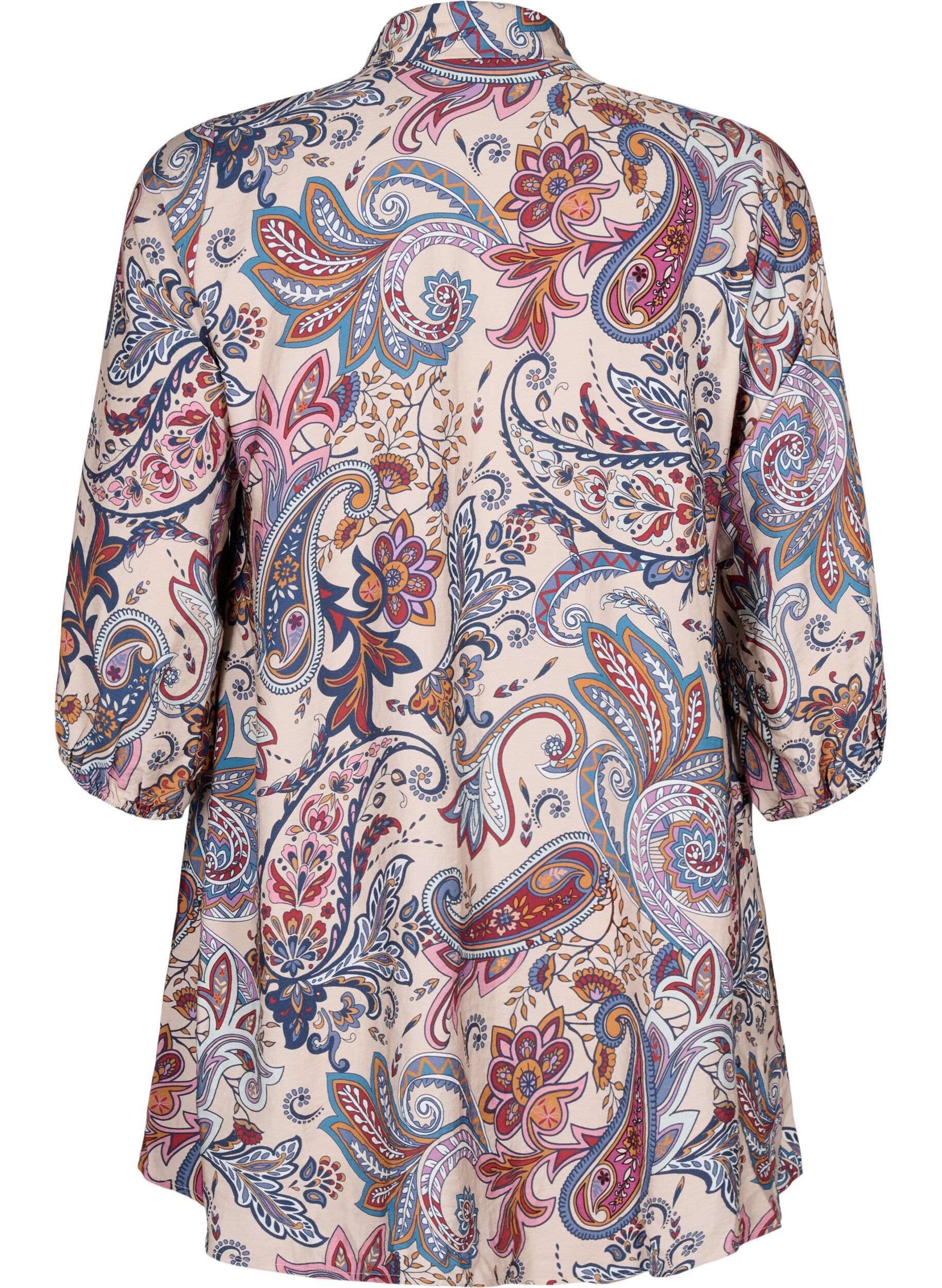 Zizzi Viskose-Tunika mit Paisley-Print und 3/4-&Auml;rmeln, Sand Do. Paisley AOP, Packshot image number 1