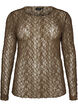 Bluse aus Mesh mit Muster und Glitzerfaden, Braun, Packshot image number 0