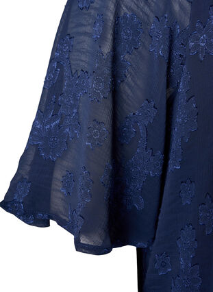 Kleid mit Struktur und kurzen Ärmeln, Navy Blazer, Packshot image number 3