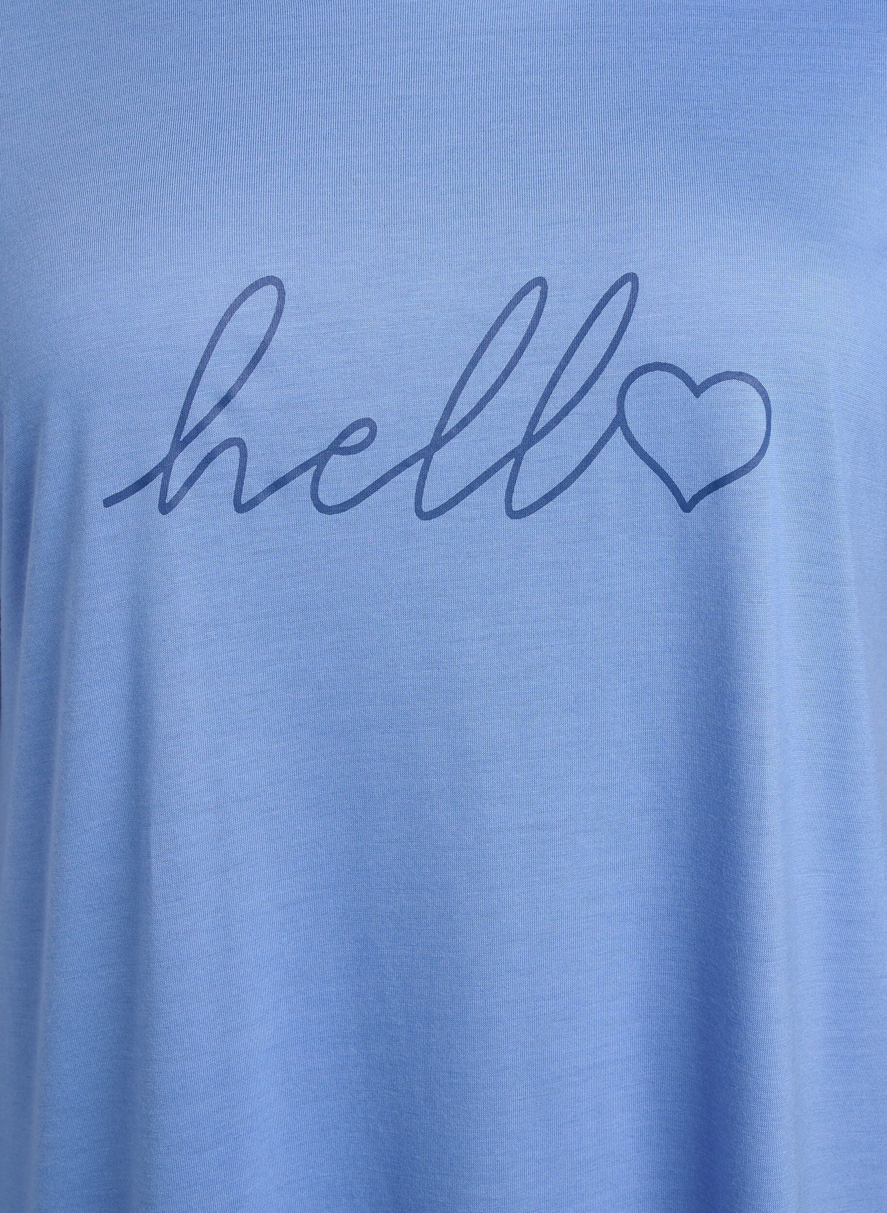 Zizzi Kurz&auml;rmliges Nachthemd mit Textdruck, , Packshot image number 2