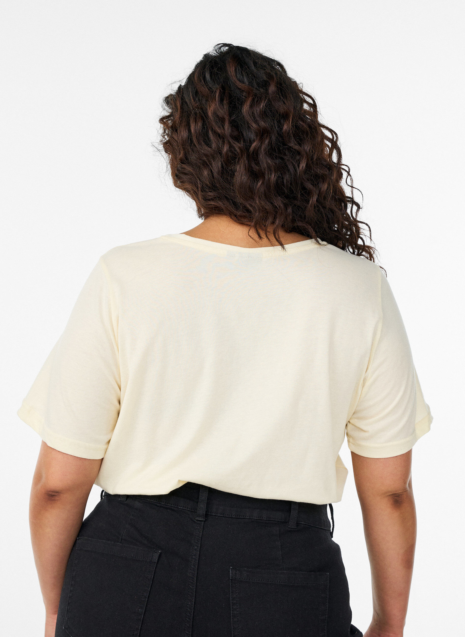 Zizzi FLASH - T-Shirt mit Print, Gelb, Model image number 2