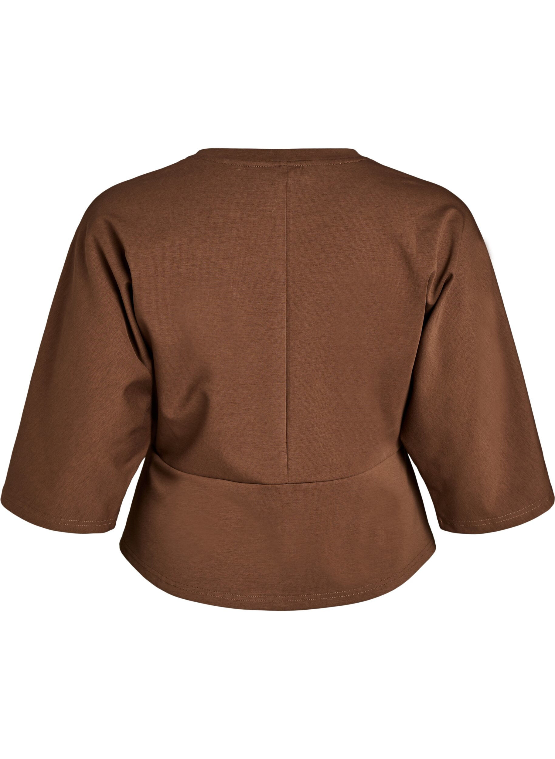ZizziPeplum-Bluse mit ellenbogenlangen &Auml;rmeln, Braun, Packshot image number 1