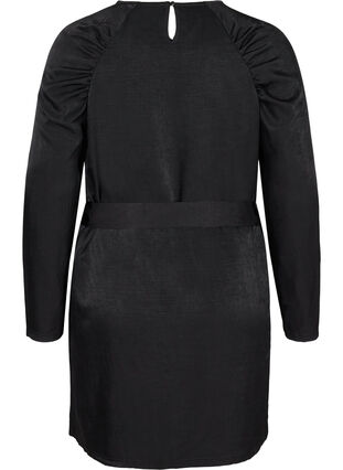 Langarm Kleid mit passendem Taillengürtel, Black, Packshot image number 1