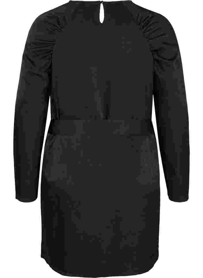 Langarm Kleid mit passendem Taillengürtel, Black, Packshot image number 1