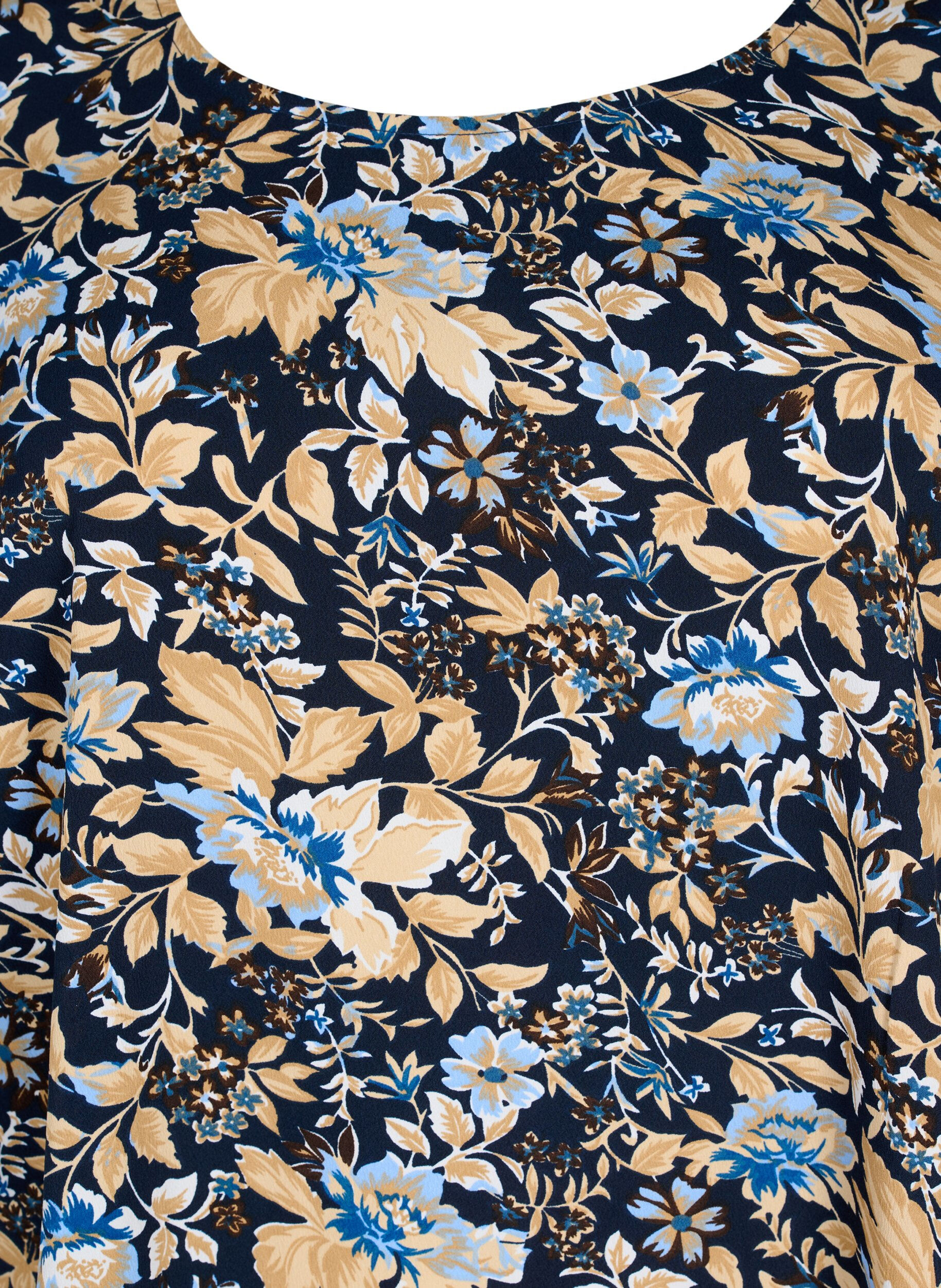Zizzi FLASH - Bluse mit kurzen &Auml;rmeln und Print, Brown Blue Flower, Packshot image number 2