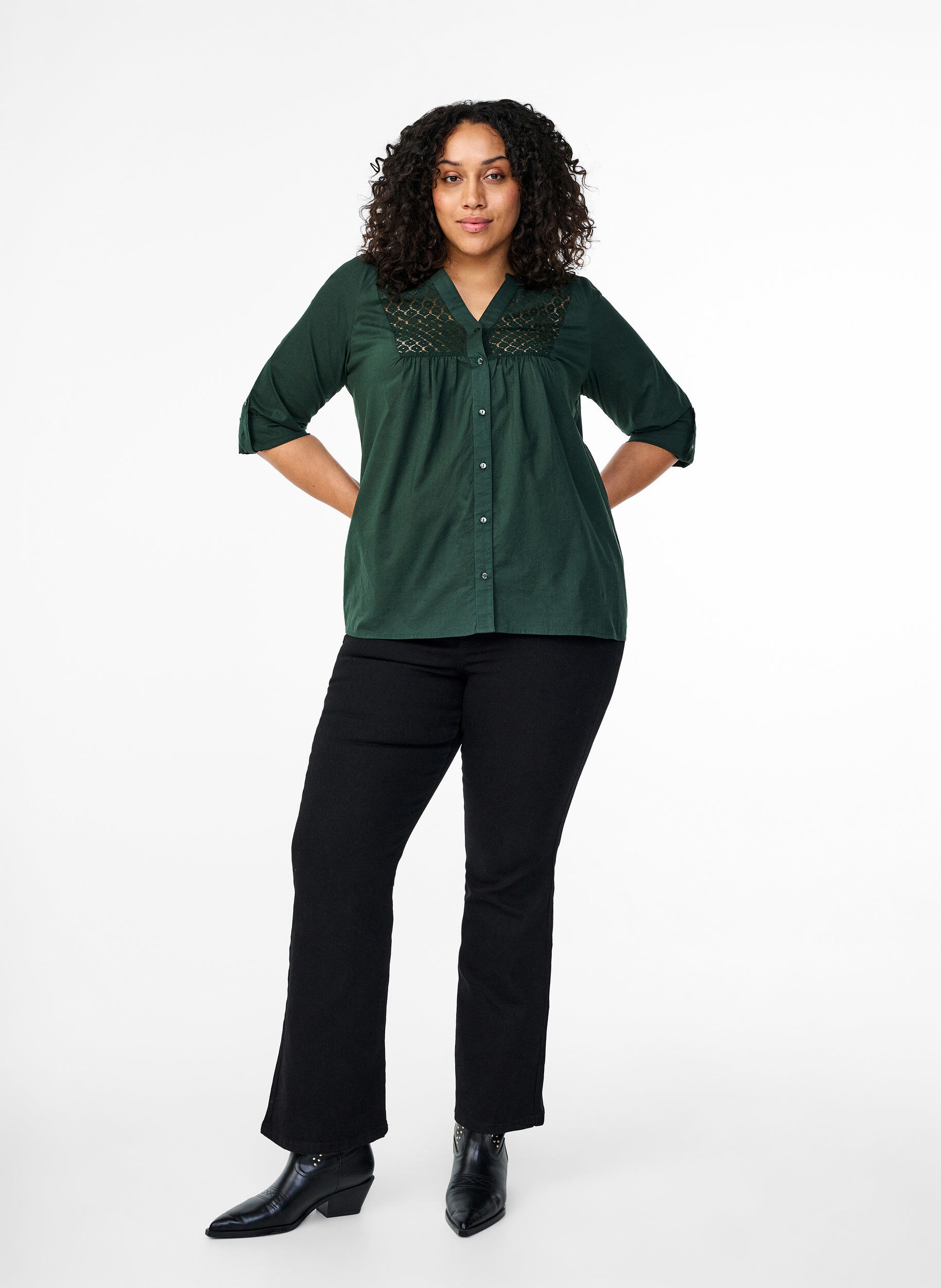 Zizzi FLASH - Shirt mit H&auml;keldetail, Scarab, Model image number 2