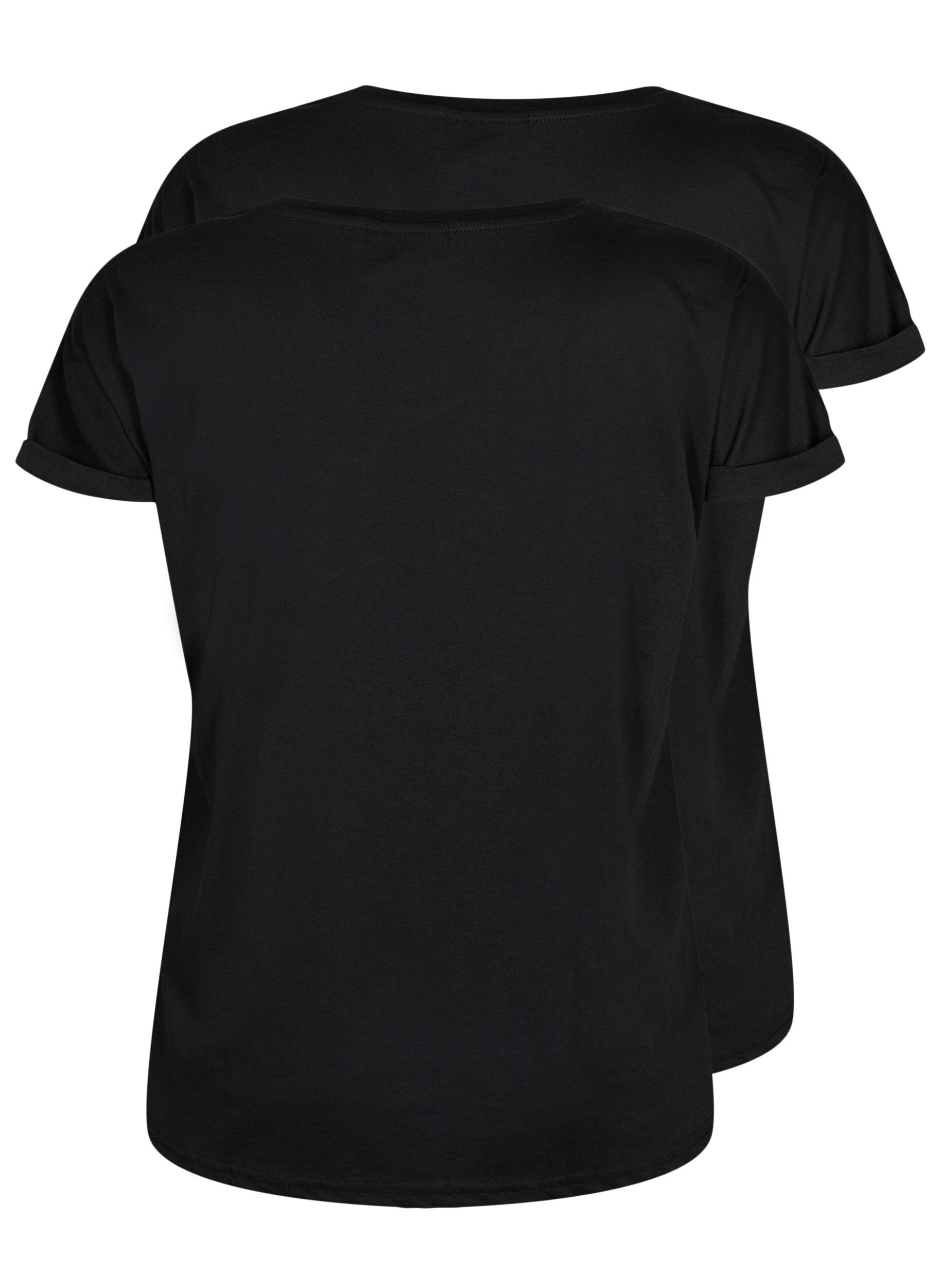 Zizzi 2er-Pack kurz&auml;rmlige T-Shirts, Schwarz, Packshot image number 1