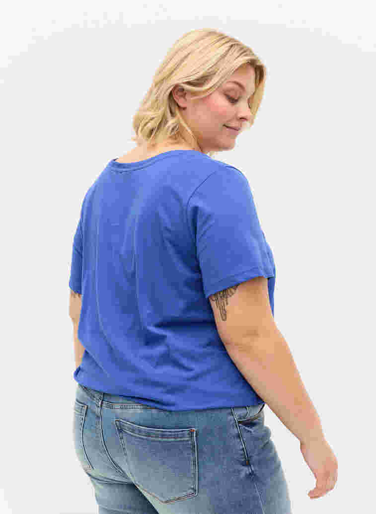 Kurzärmeliges T-Shirt mit Rundhalsausschnitt, Dazzling Blue MB, Model image number 1
