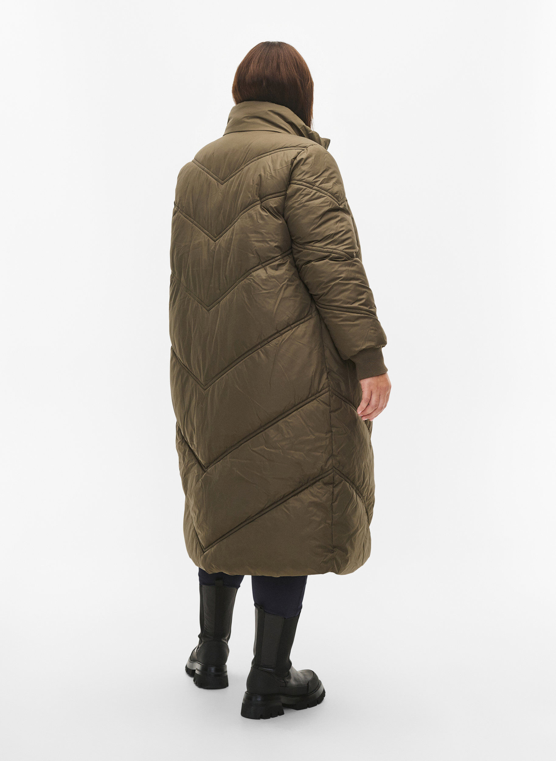 Zizzi Lange Pufferwinterjacke, Bungee Cord , Model image number 1