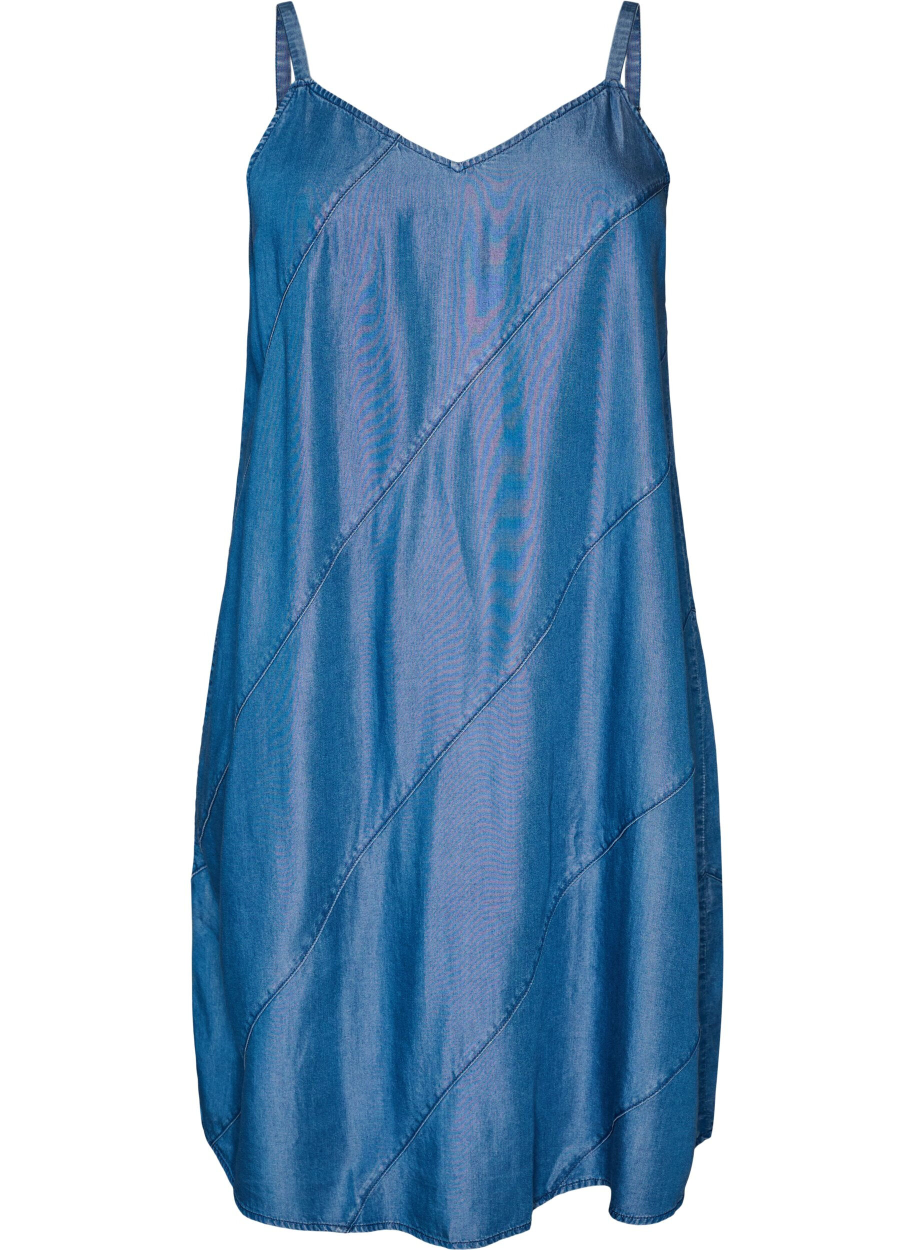 ZizziKleid in Denim-Optik aus TENCEL&trade; Lyocell mit Tr&auml;gern, Blau, Packshot image number 0