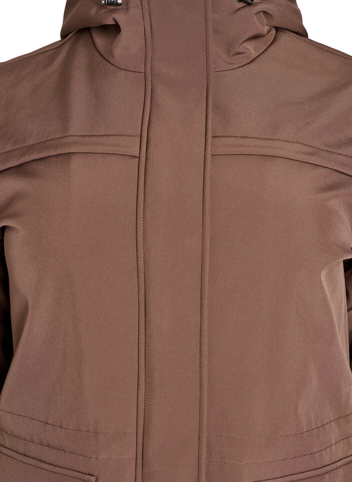 Wasserabweisende Softshell-Jacke mit Steppfutter, Braun, Packshot image number 2