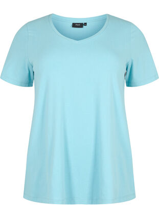 Einfarbiges basic T-Shirt aus Baumwolle, Reef Waters, Packshot image number 0