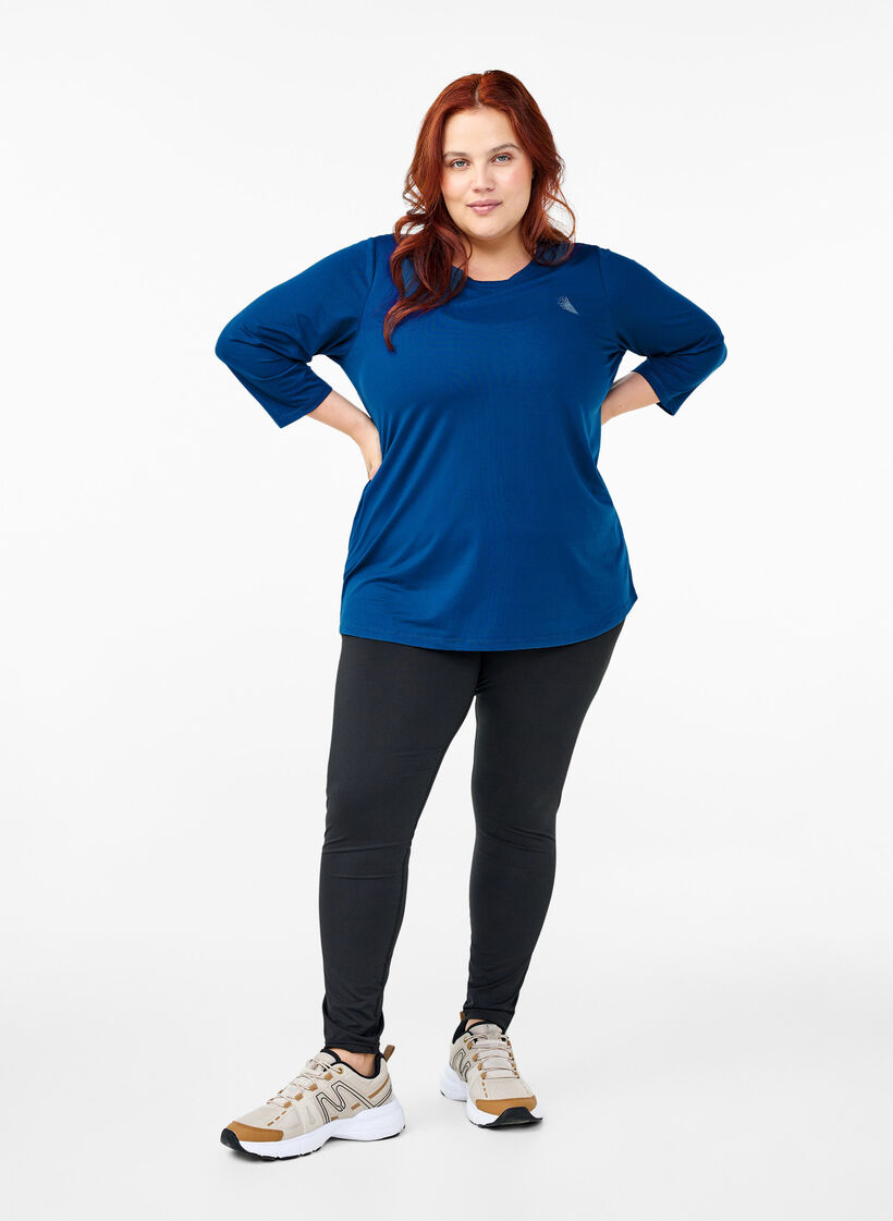 Trainingsshirt mit 3/4-&Auml;rmeln, Blau, Model image number 1