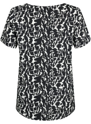 FLASH – Kurzärmelige Bluse mit Print, Black White AOP, Packshot image number 1