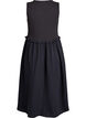 &Auml;rmelloses Midikleid aus Baumwolle mit Ripp und Musselin, Schwarz, Packshot image number 1