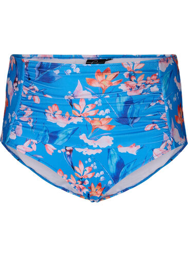 Extra hoch taillierte Bikini-Hose mit Print, Bright Blue Print, Packshot image number 0