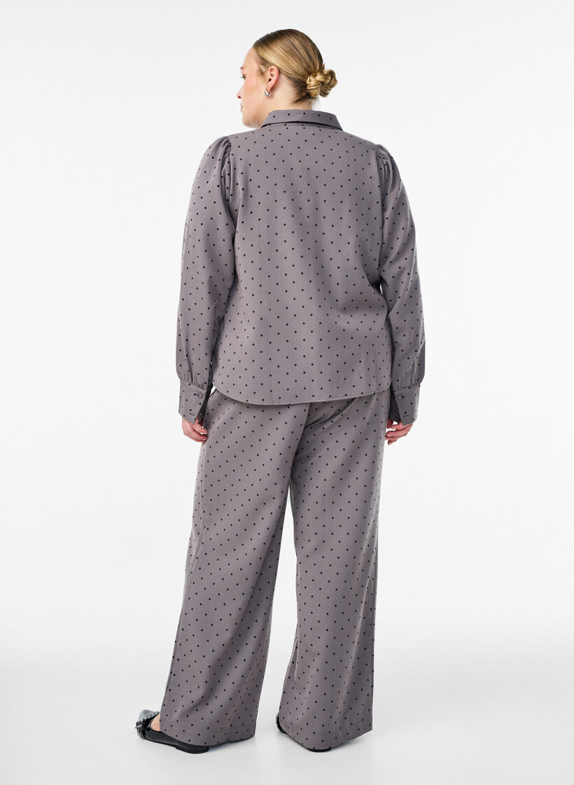 Wide-Leg-Hose mit hoher Taille, Grau, Model image number 1