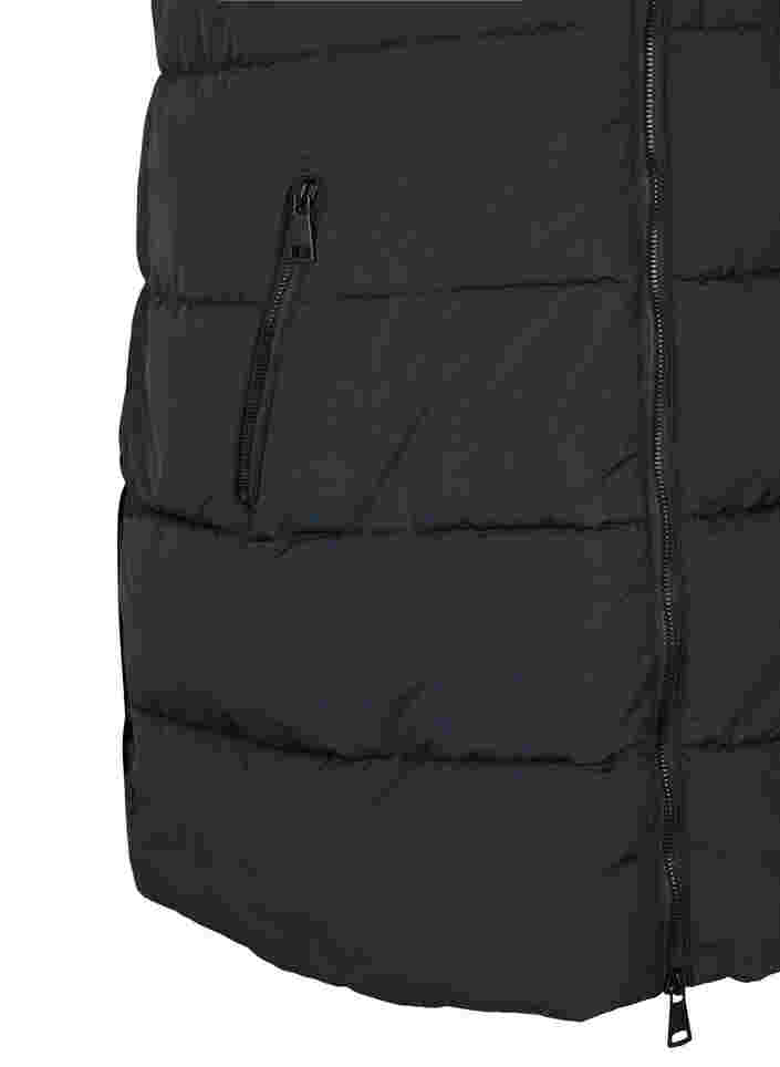 Lange Weste mit Kapuze und Taschen, Black, Packshot image number 3