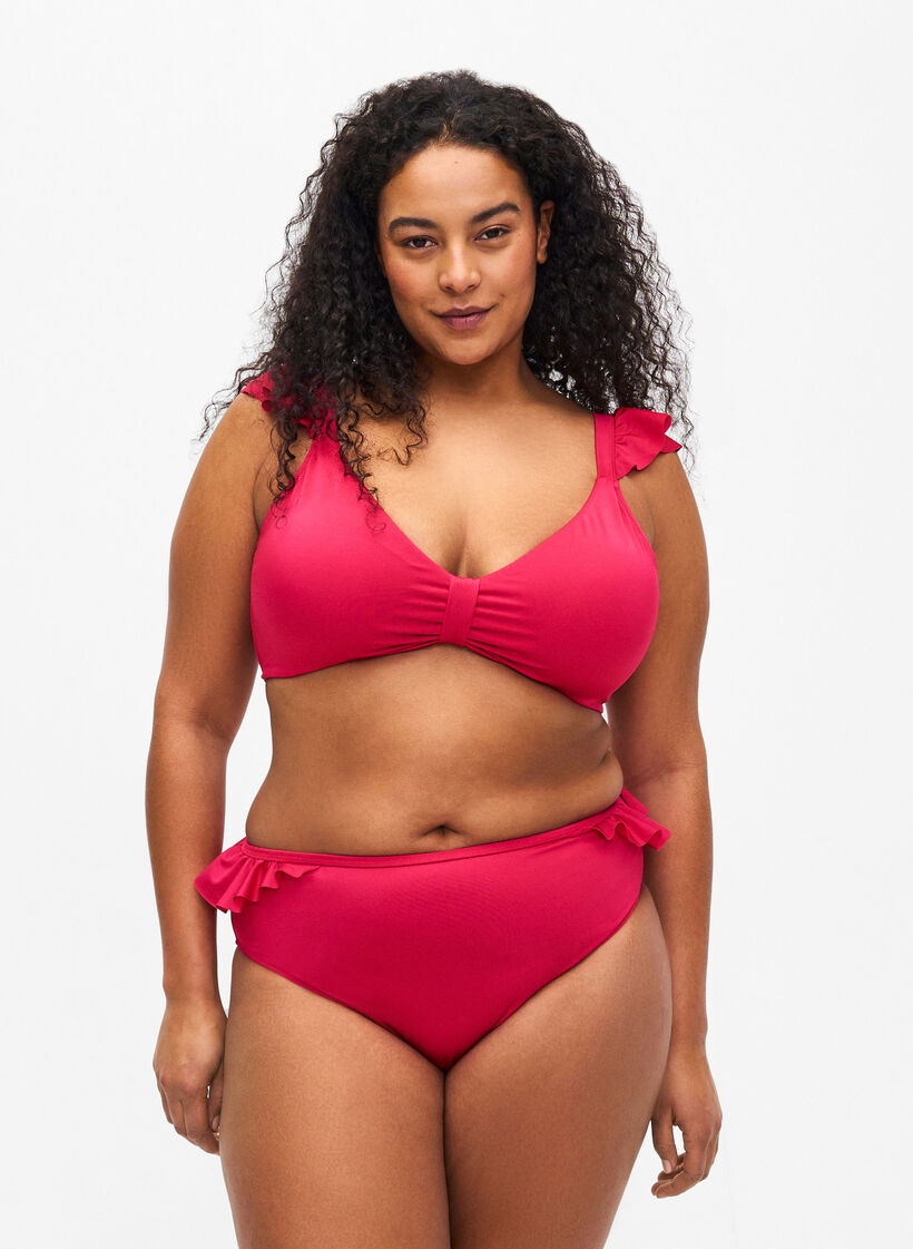 Bikini-Höschen mit Volants, Pink, Model image number 0