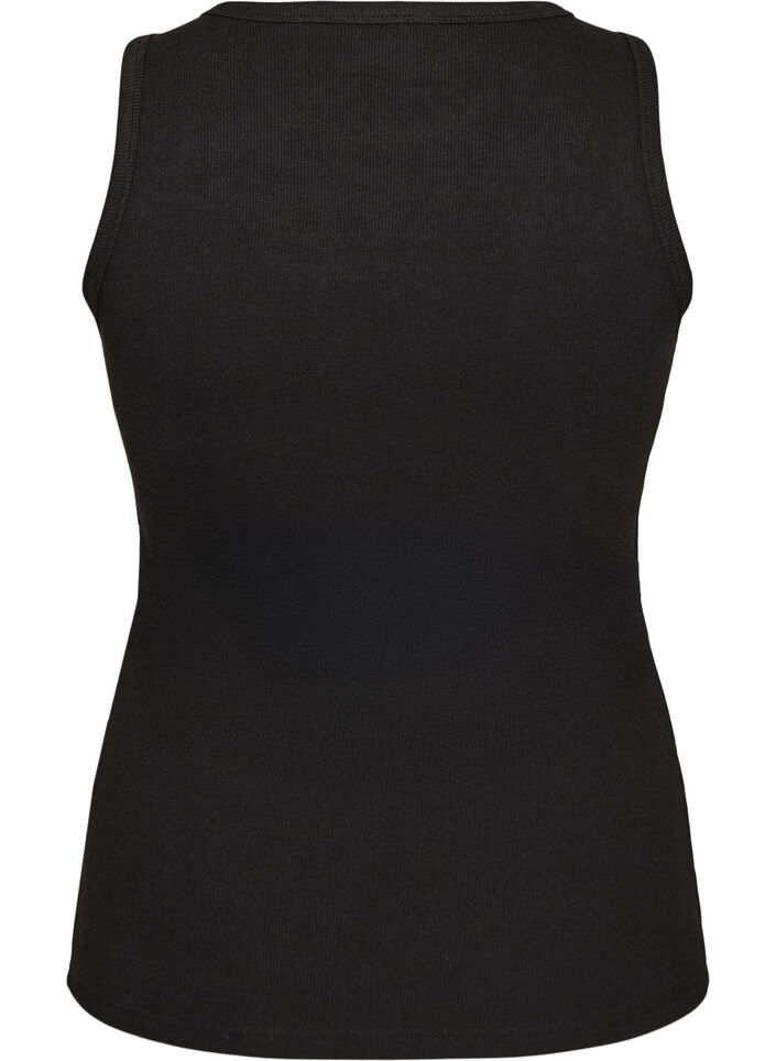 Ripptop aus Baumwolle mit hohem Kragen, Schwarz, Packshot image number 1