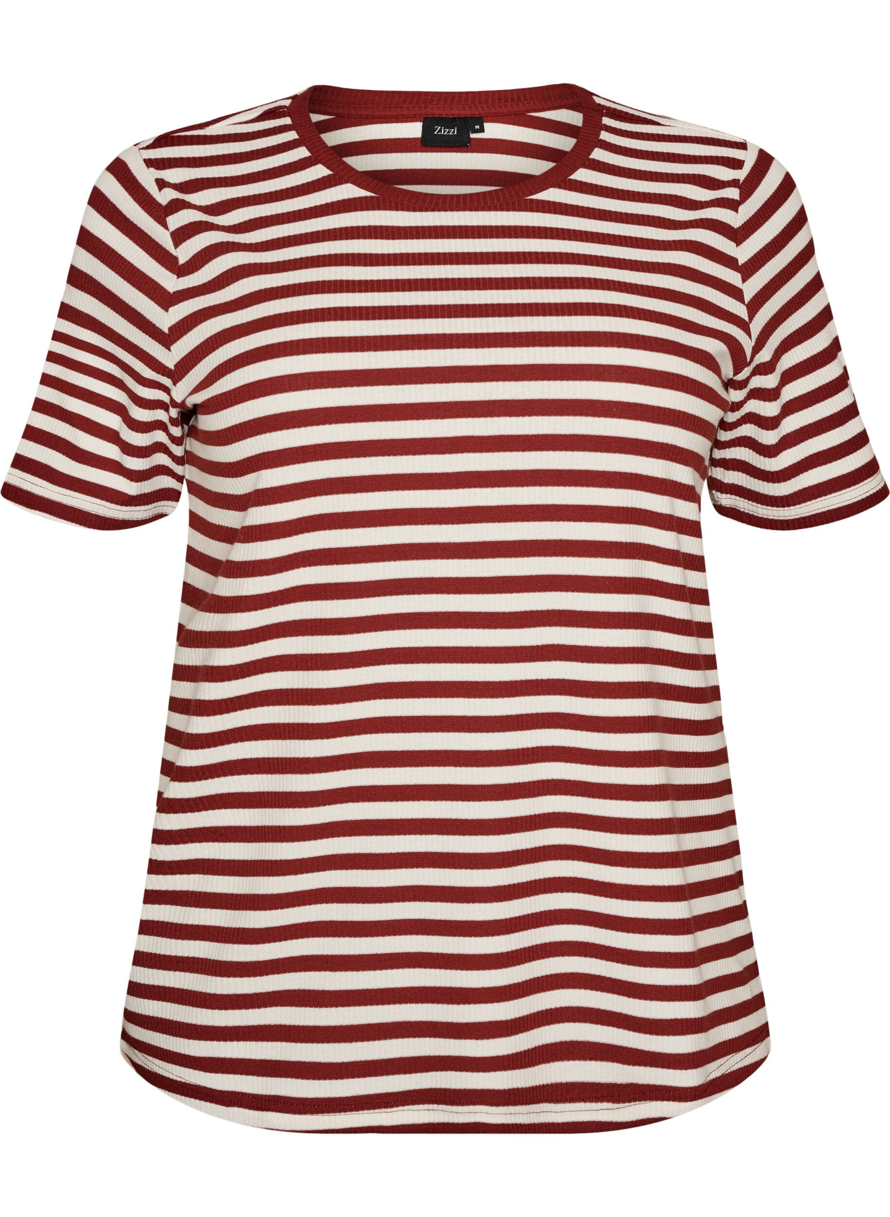 Gestreiftes T-Shirt mit gerippter Struktur