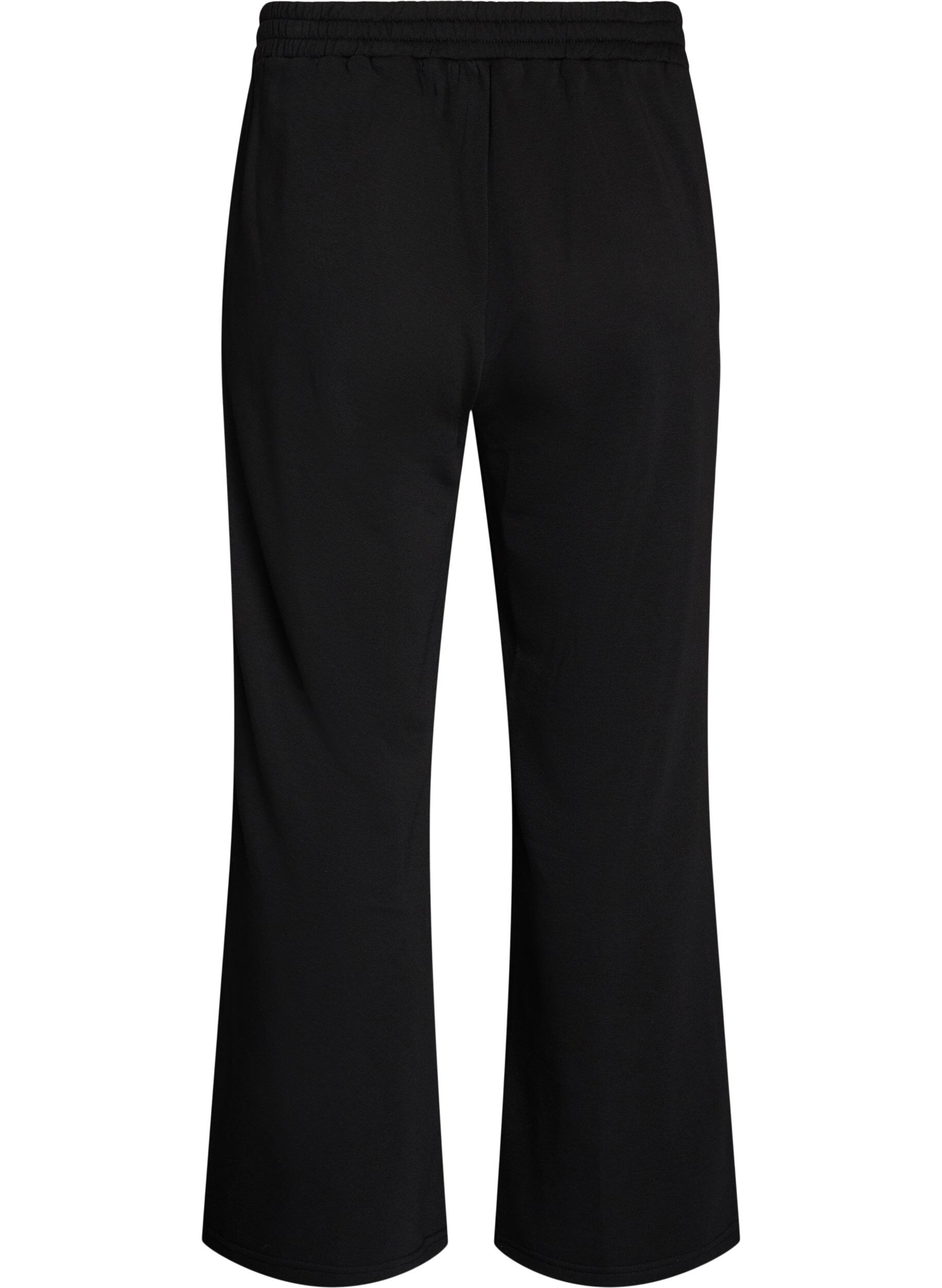 ZizziHoch taillierte Sweatpants mit weitem Bein, Schwarz, Packshot image number 1