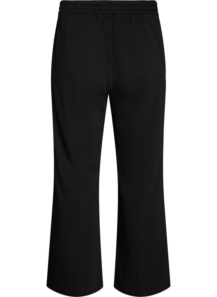 Hoch taillierte Sweatpants mit weitem Bein, Schwarz, Packshot image number 1