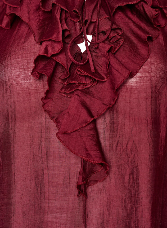 Viskosebluse mit R&uuml;schen und langen &Auml;rmeln, Rot, Packshot image number 2