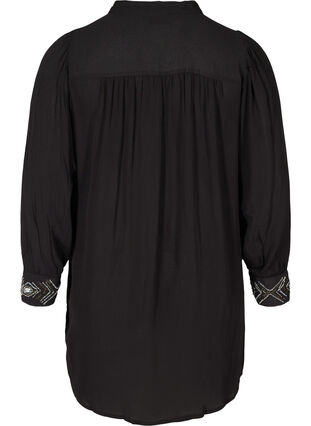 Lange Bluse aus Viskose mit Perlen, Black, Packshot image number 1