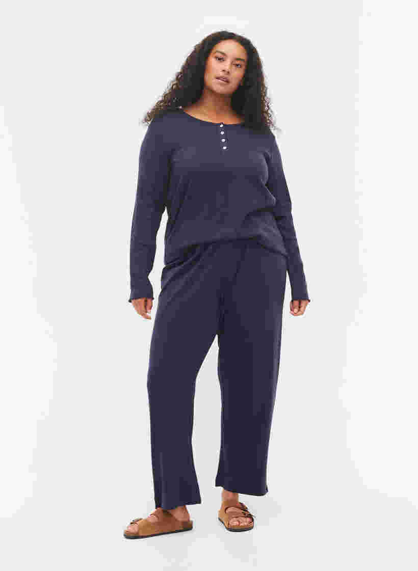 Pyjamahose aus Baumwolle mit Muster, Navy Blazer, Model image number 0