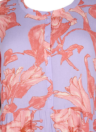 Kurzarm-Kleid aus Viskose mit A-Linie, Lavender Flower, Packshot image number 2
